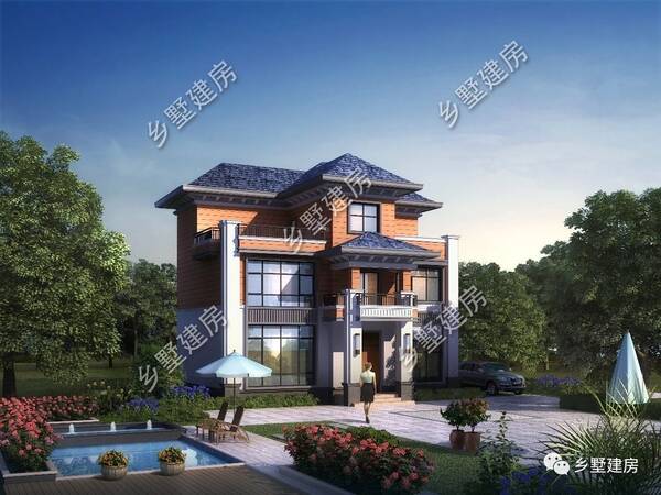 乡墅建房(图纸右下角)五百套电梯自建房别墅设计施工图纸任你选!农村别墅图片v图纸的图片