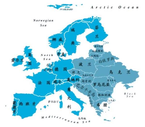 西欧有几个国家地图中文版