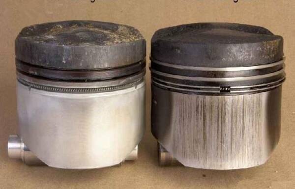 拉缸后的发动机活塞