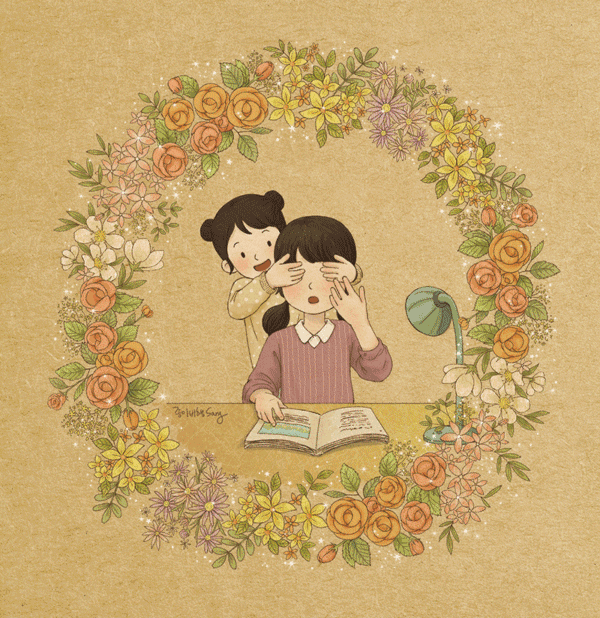 韩国唯美插画《姐姐妹妹》,看得都想生二胎了