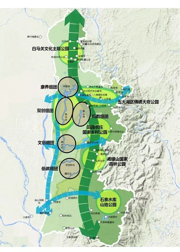 1沙盘保育带+4滨水景观廊+6生态特色+5岛双创双东三湾三谷德阳erp海报设计训公园模拟实图片