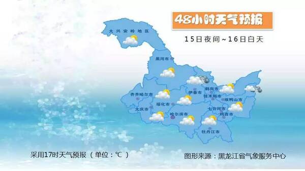 15日白天:双鸭山,鸡西,哈尔滨,七台河,牡丹江多云转阵雪,其他地区晴有图片