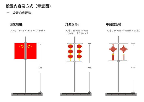 南京为路灯杆挂国旗、红灯笼、中国结定规范