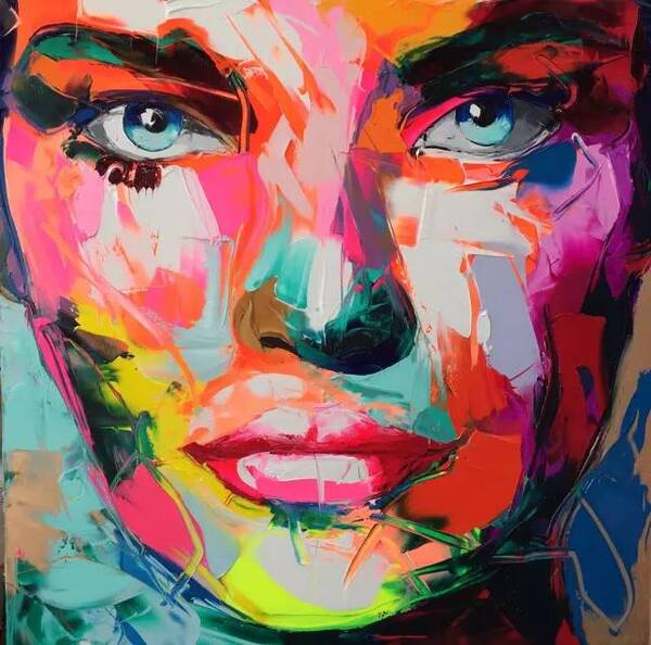 用刀作画的法国美女画家