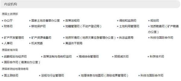 自然资源部官方网站内设机构栏更新