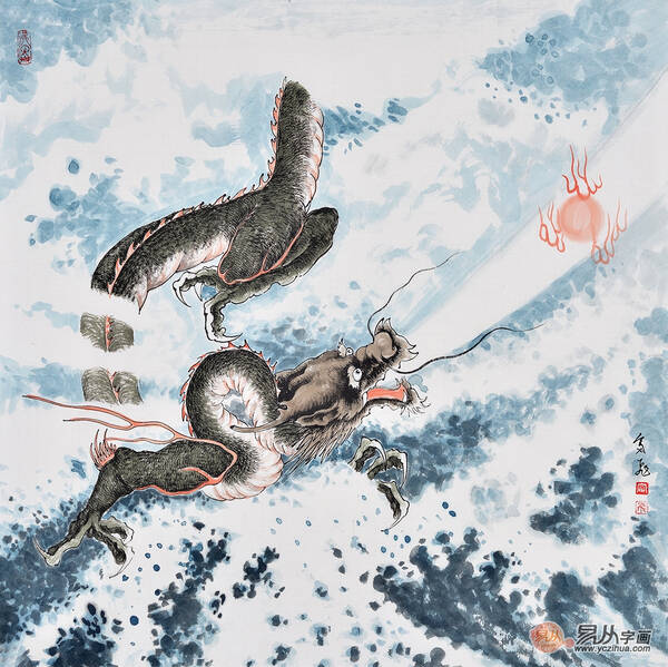富飞四尺斗方动物画作品十二生肖系列龙《腾云驾雾》 龙代表的是祥瑞吉祥,风调雨顺,更是我们的信仰与传承!中国是龙的国度,中华民族自称是龙的传人。龙也是中华民族的象征和图腾。自古以来,有很多书籍、典故和书画等艺术作品,表现龙。富飞的这幅作品创意新颖,寓意深刻,取意尊贤。气度恢弘,气势磅礴。传统而不泥古,老道而不保守,他注重一丝不苟线条美,综合了中华民族数千年来对龙的感悟和诊释,彰显出优秀传统文化与时代精神完美结合的艺术魅力。 国画十二生肖巳蛇