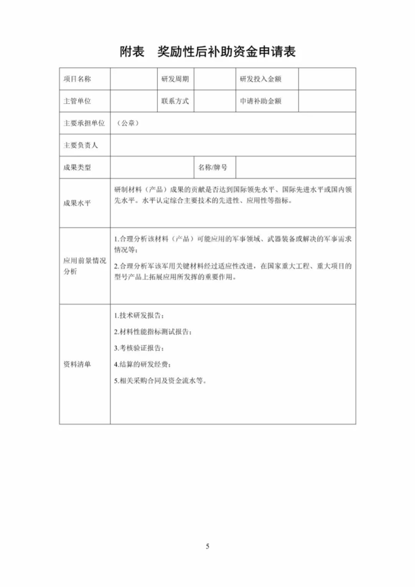 国防科工局:军品配套科研项目后补助管理实施