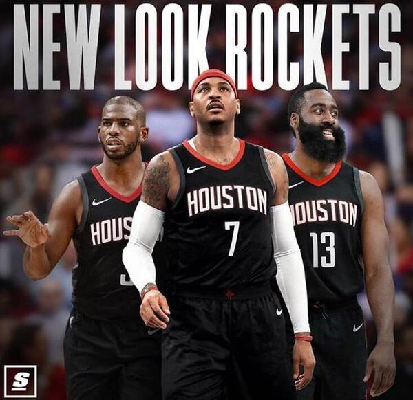 妥了!各大美媒晒火箭三巨头照片!安灯泡组合实