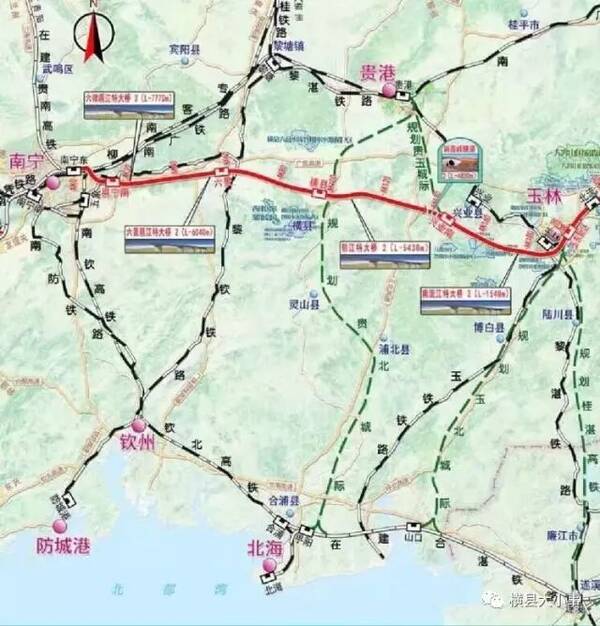 有提到过的 贵港至北海的城际铁路(规划线路) Ⅰ,线路自南宁枢纽引出图片