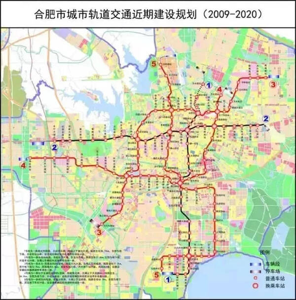 预计到2020年前后,合肥市地铁1-5号线(也就是市区地铁)将全部通车.图片