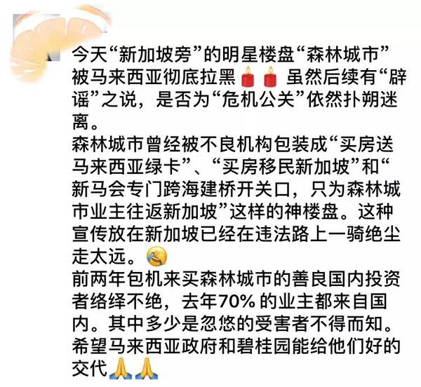 马哈迪:碧桂园森林城市不卖外国人,签证都悬了