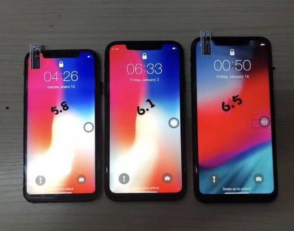 又是刘海屏,苹果2018年三款iPhone新机亮屏照