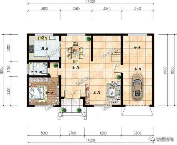 新农村自建房防汛带火炕户型 18x11米 图纸 预算