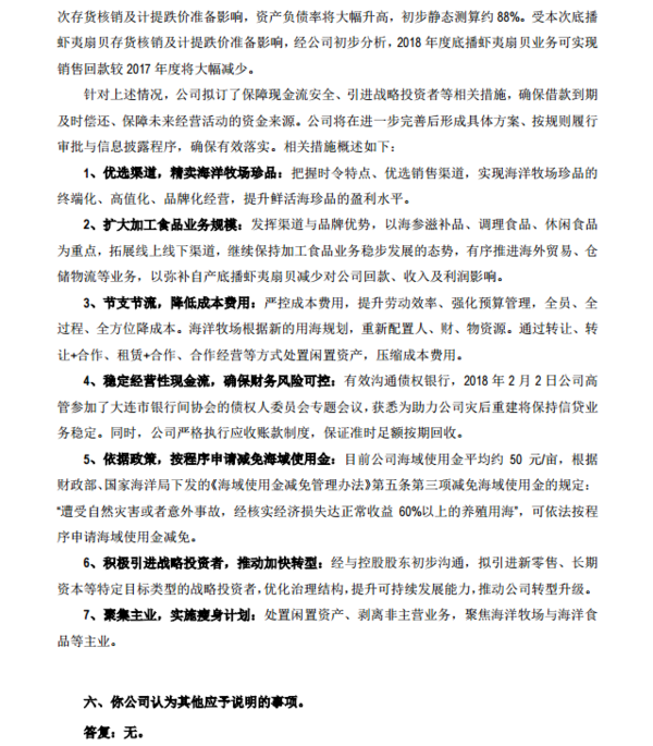 獐子岛开盘持续跌停!针对深交所问询函发布回