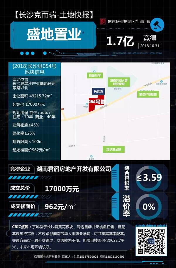 长沙县两宗商住地底价成交 保利周边地块楼面