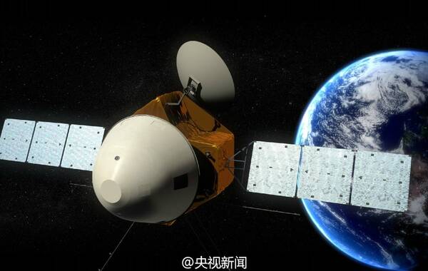 搭载中国首个火星探测器的火箭将于2020年七八月间在海南文昌发射。中国首次火星探测任务将一步实现“绕、着、巡”的目标。8月23日下午，首个火星探测器和火星车外观设计构型在航天城举行的新闻发布会上露出真容。图为中国火星探测器。