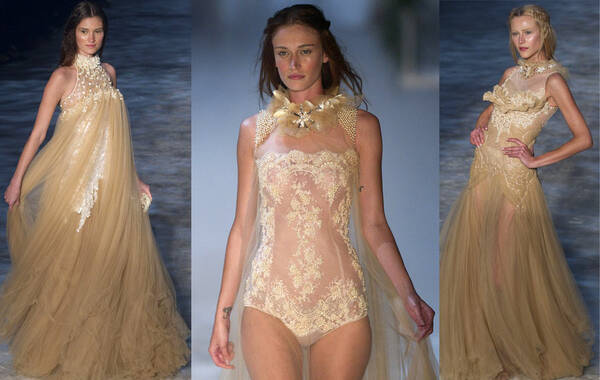 2013圣保罗时装周（春夏）：Samuel Cirnansk 品牌秀场为您带来最诱惑的蕾丝，其中几套裸色系礼服，让人感到美轮美奂。