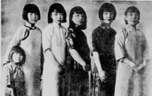 张作霖的六个漂亮女儿合影