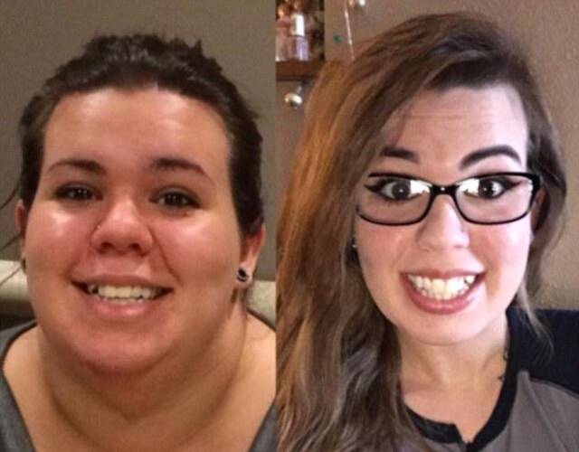 前年她开始下定决心要减肥,经过不断的运动与节食,她一共瘦了70磅(约