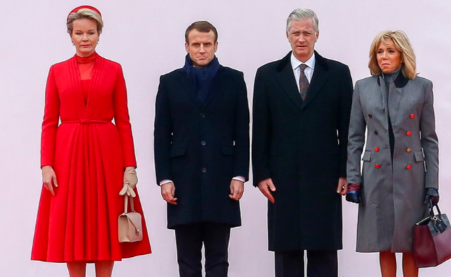 马克龙偕妻子到访比利时