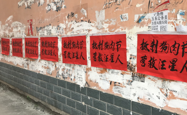 玉林狗肉节开幕 街巷贴满抵制标语