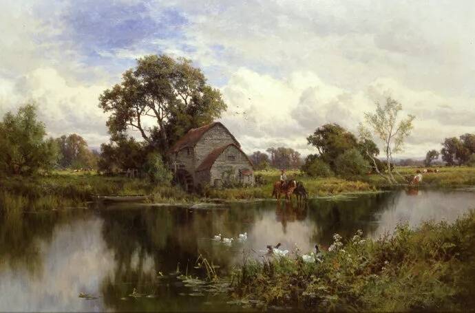 英国画家亨利·h·帕克风景油画作品欣赏