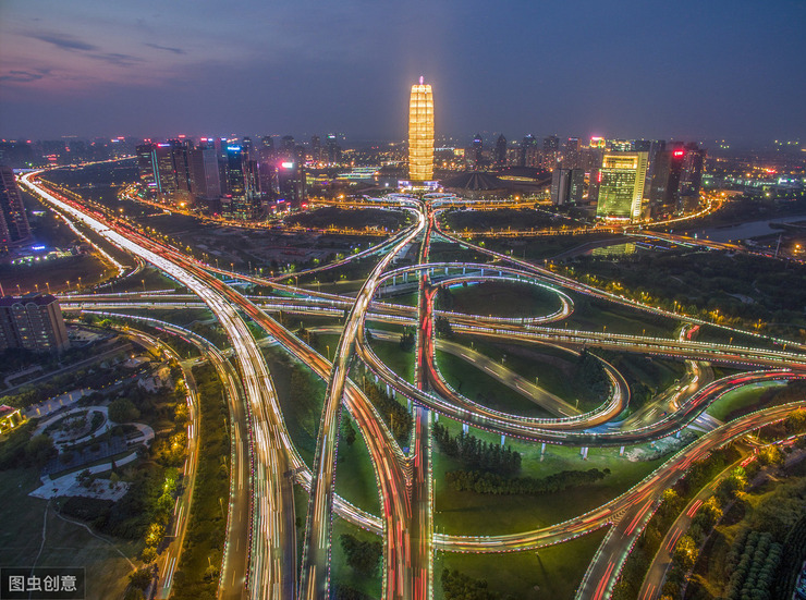 郑州郑东新区,夜景航拍,漂亮