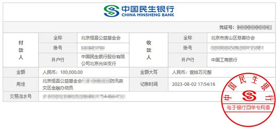 恒昌公益向北京市房山区慈善协会捐款10万元北京气象局官方发布的信息称