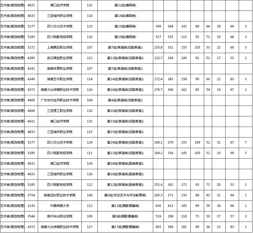湖南高职专科批艺术类投档分数线公布(图5)