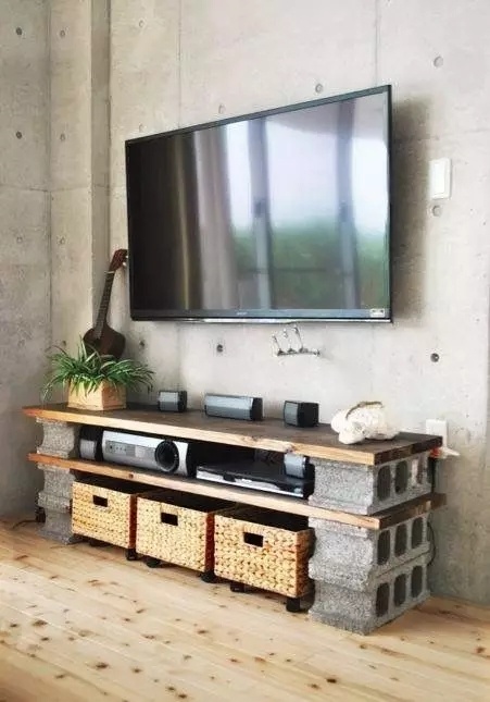 用砖头砌的电视柜图片图片