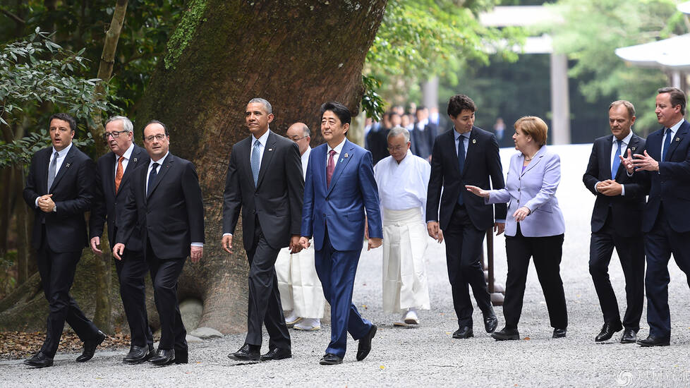 g7峰会,安倍带各国元首拜皇家神社