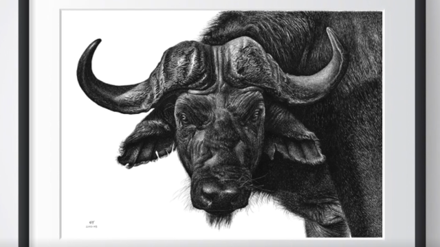 原创牛人手绘钢笔画牛牛气冲天