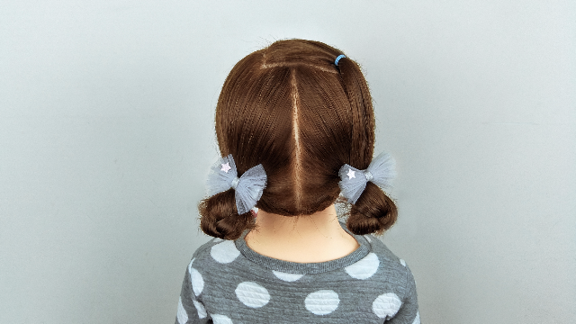 小女孩丸子头视频教程可爱短发发型绑扎方法