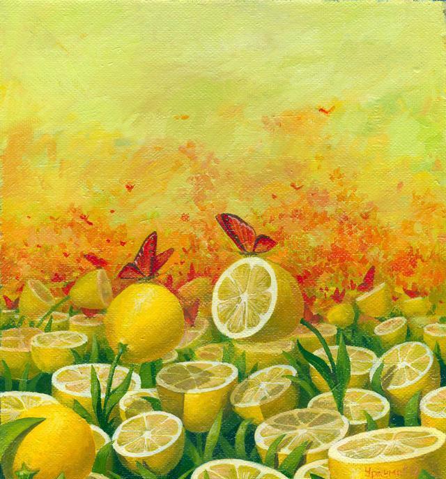 他热爱油画和柠檬于是有了这系列超现实风格的油画作品