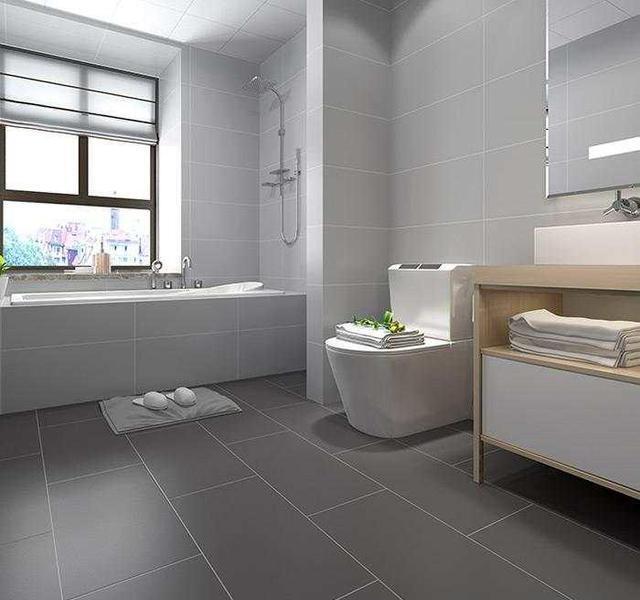 卫生间装修效果图浅灰色卫生间瓷砖效果图