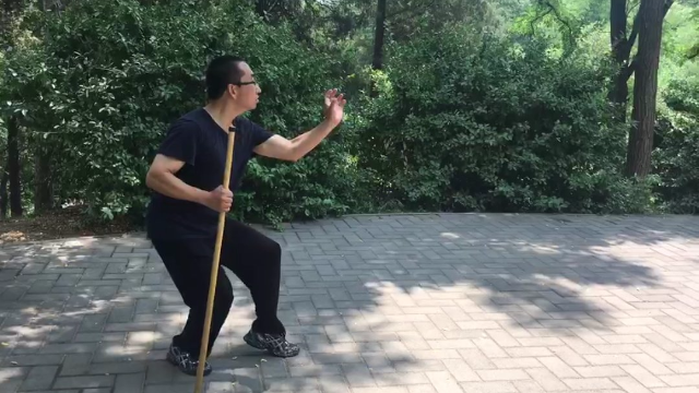 康清浊在练习张氏形意拳第二套鞭杆部分动作2018年6月10日
