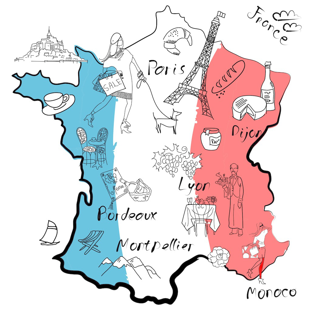 法国地图手绘简图图片