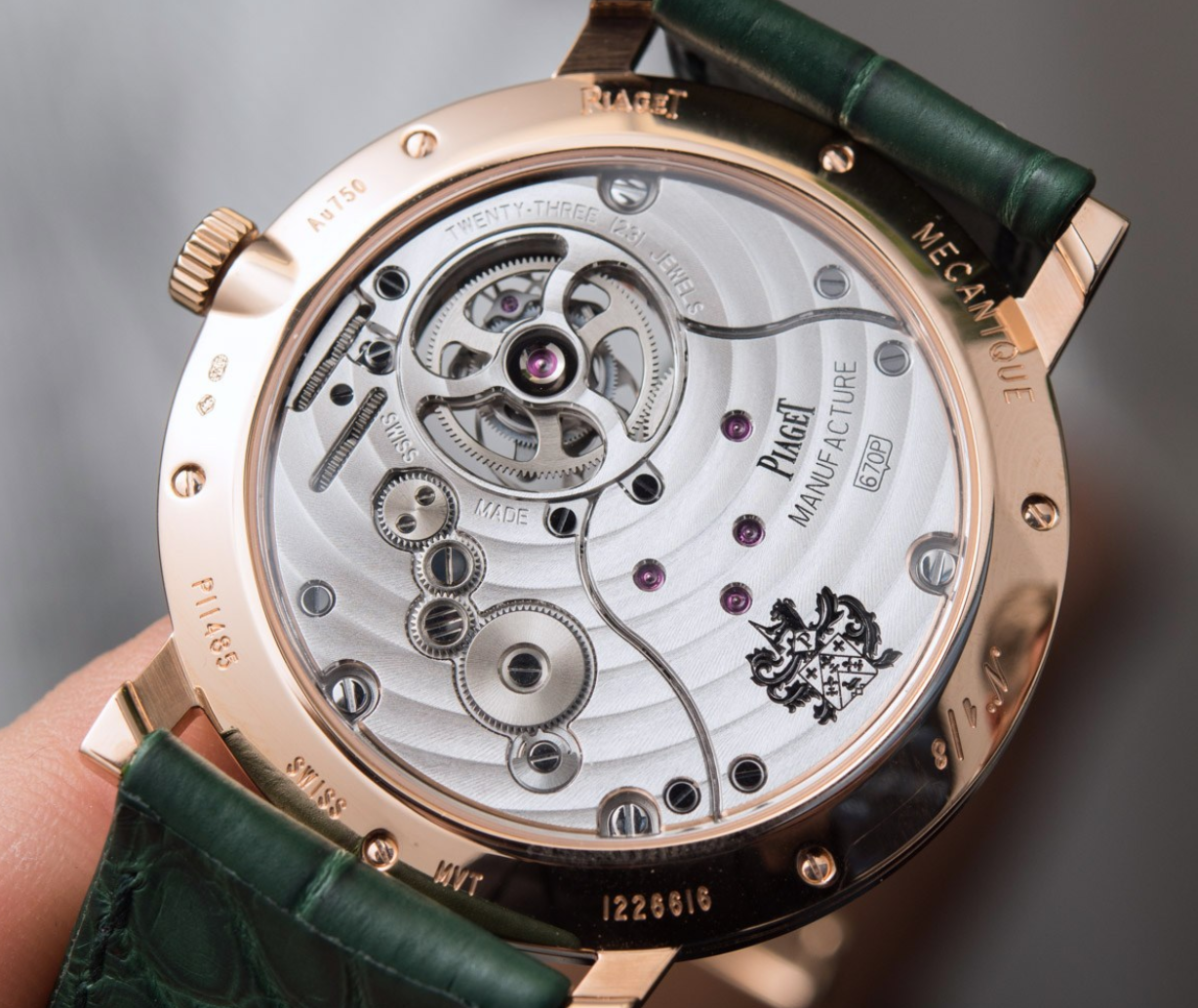 伯爵piaget altiplano孔雀石细工镶嵌工艺陀飞轮腕表