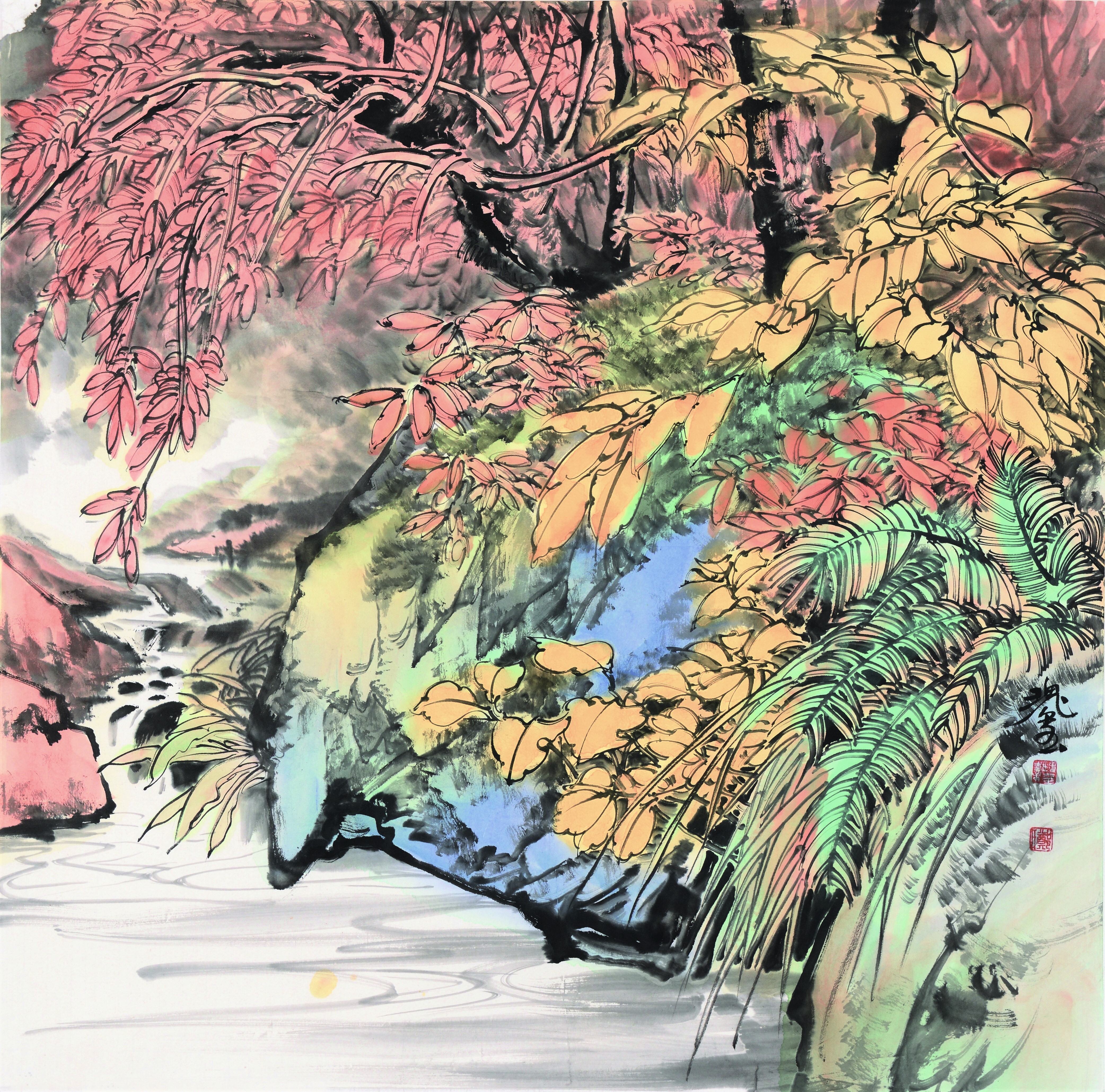 广州艺术博览会||郑瑰玺大景花鸟画作品赏析__凤凰网