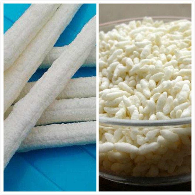 老人把米筒拉成了弯弯的