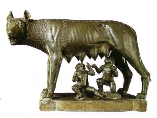 古罗马的母狼雕塑虽然米德拉普尔的狼孩是记录最全的一个案子,可是