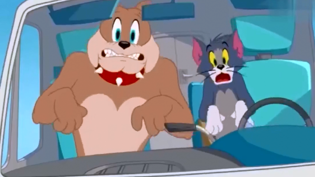 猫和老鼠汤姆不小心把车子开走了警车在后面追赶