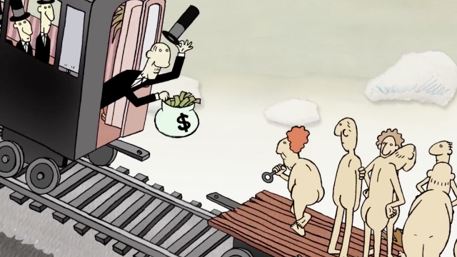 一部极度讽刺的短片,富人踩着穷人上位,然后过河拆桥抛弃穷人