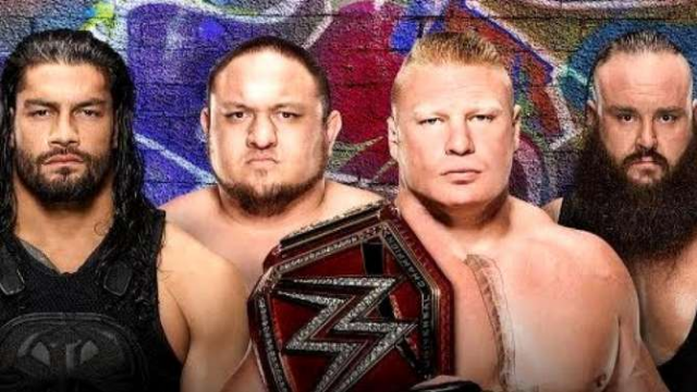 wwe罗曼雷恩斯vs布洛克莱斯纳vs布朗斯图曼vs萨摩亚乔