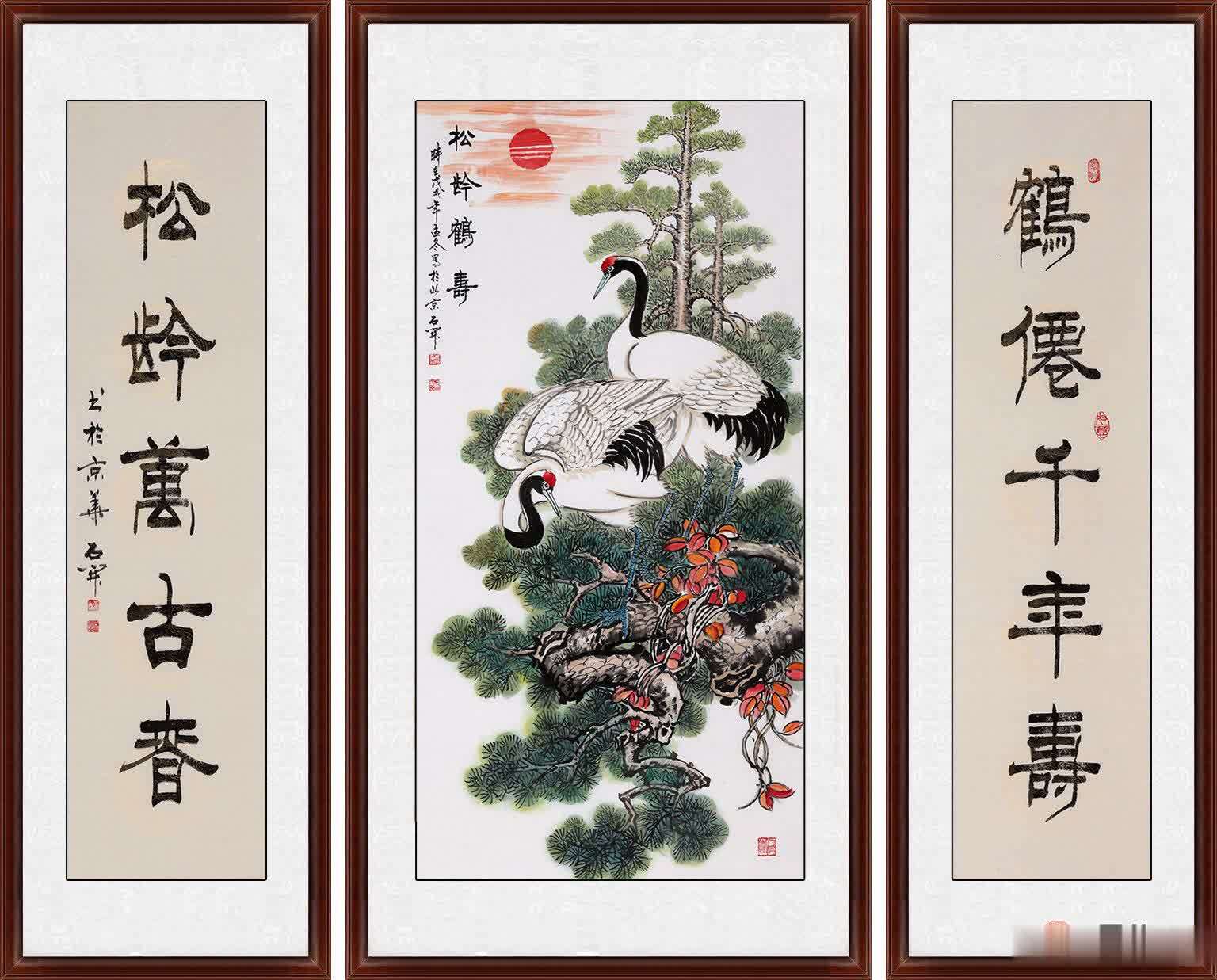 室内大白墙选挂画,名家手绘花鸟画点缀很美