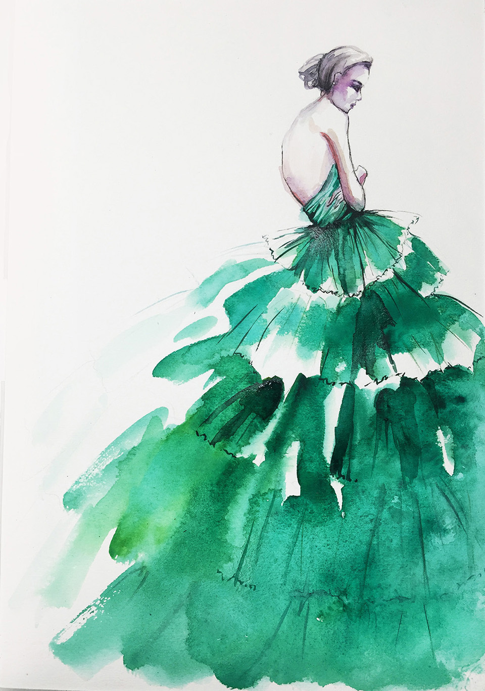 服装设计水彩画手稿!__凤凰网