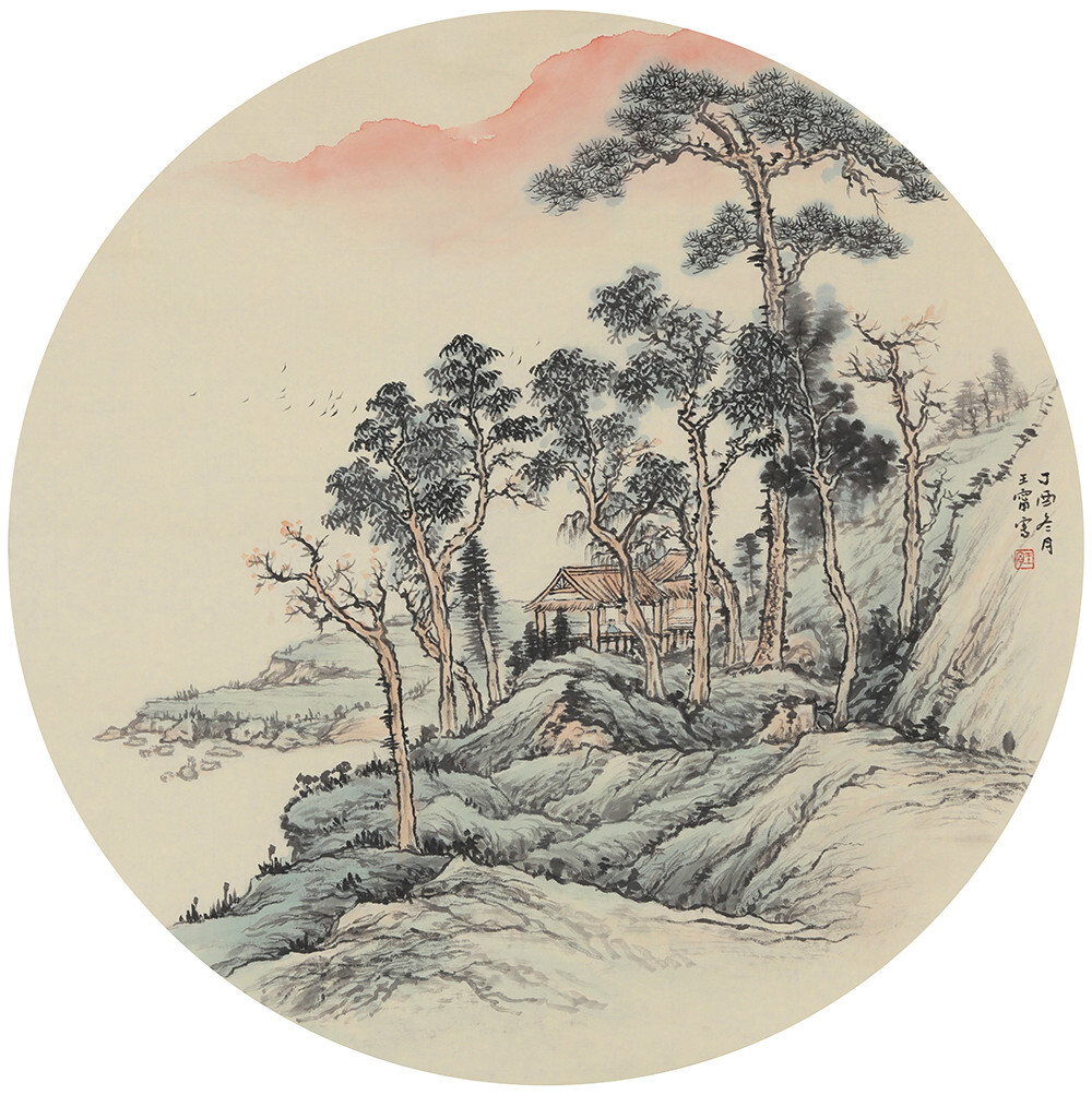 一些极富禅意的小品山水画是非常不错的选择,远离尘事,结庐而居,过着