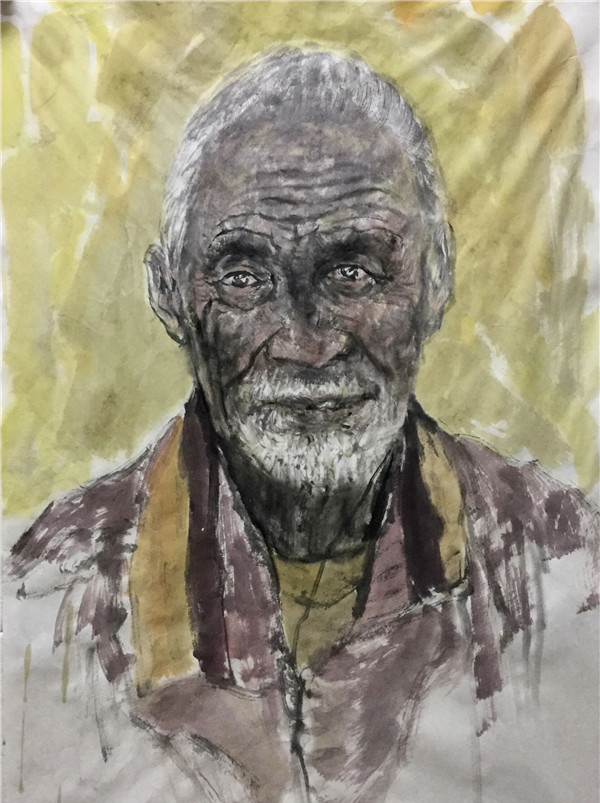 中国画家张鸿然当代水墨人物系列