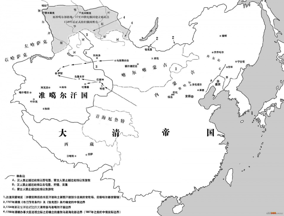 清朝蒙古部落分布图图片