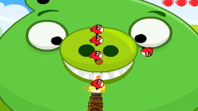 炮打愤怒的小鸟大猪头偷走小鸟的蛋经过困难打败了大猪头